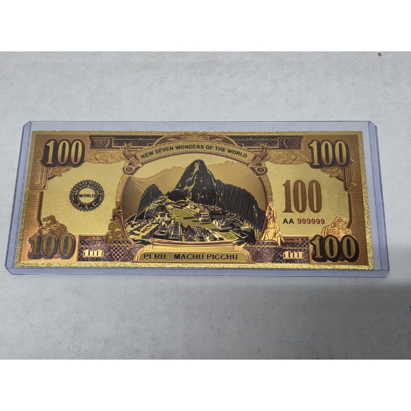 7 wonders Of The World Peru-Machu Picchu 999999 24K Gold Back Mint Condition In Protective Holder