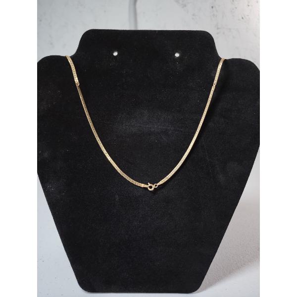 14K Yellow Gold Herringbone Chain Necklace - Broken - TW: 5.1g