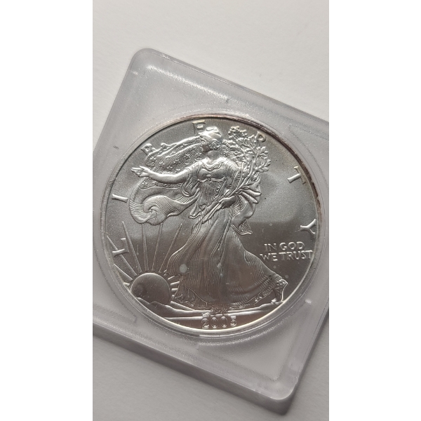 United States Mint 2005 One Troy Ounce .999 Fine Silver American Eagle In Coin Holder