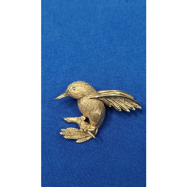 14K Gold Bird Brooch Pin - Weight: 16.5g