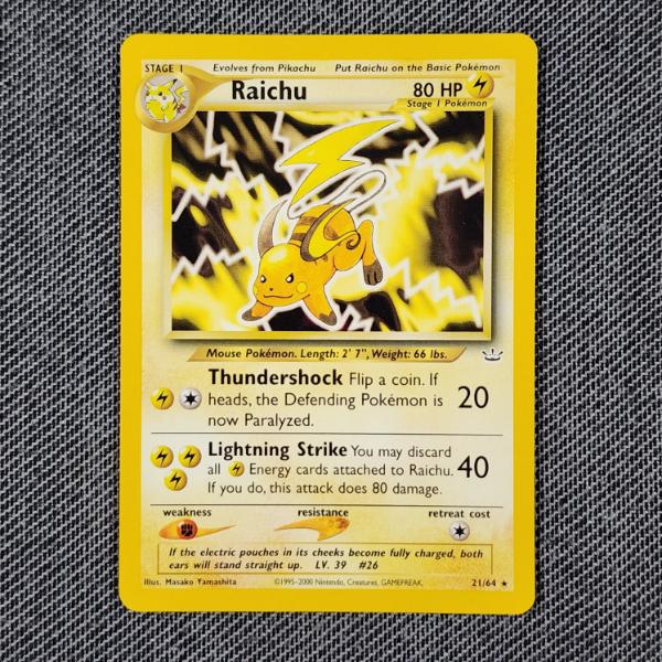 Raichu 21/64 Non Holo Rare Vintage Pokemon Trading Card ~ NM