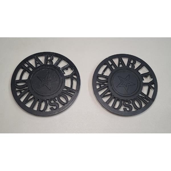 (2) Harley-Davidson Star Logo Cast Metal Hot Plates 