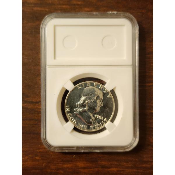 VERY NICE 1961 United States Franklin 90% Silver Half Dollar in Slab Case!