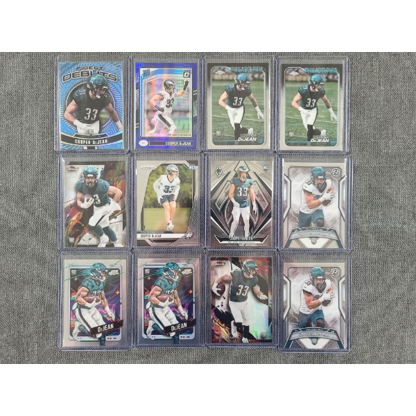 Lot of 12 Assorted 2024 & 2025 Cooper DeJean Rookie Trading Cards - Topps & Panini