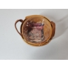 Image 2 : Longaberger Small Round Basket with Liner and Leather Handles - Excellent Condition! 