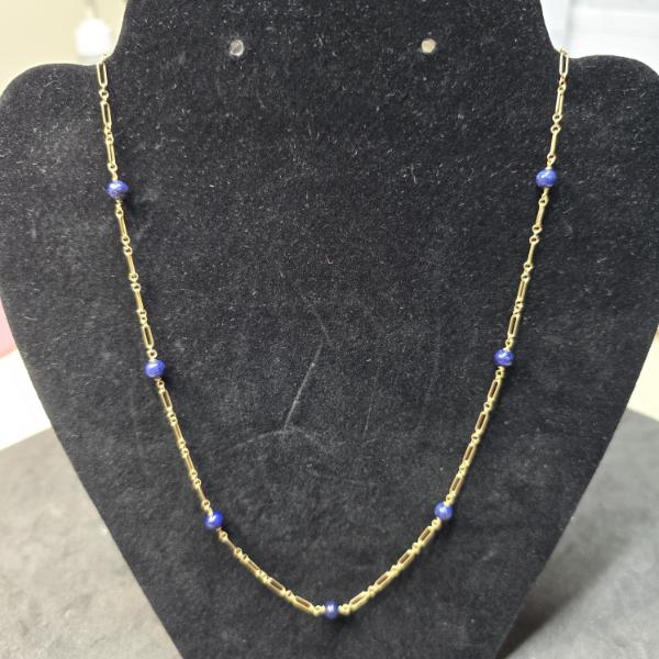 14k Gold Necklace with Blue Stones - 4.5g TW