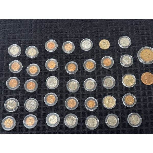 	Unique Coin Collection Of Various Sizes And Face Values, 37 Coins - Mint Condition