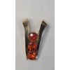 Image 1 : 14K Yellow Gold Split V Design Pendant With Orange Rose Cute Stones - Weight: 6.8g
