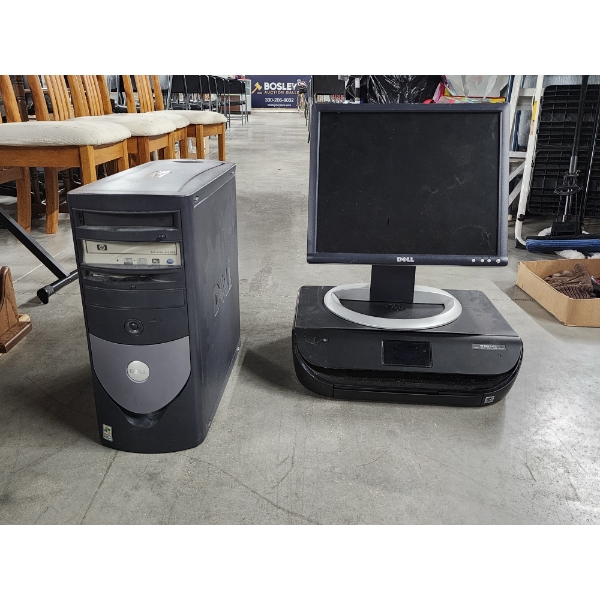 Dell Computer, Dell Monitor, HP Printer (No Cords)