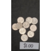 Image 1 : Assorted Years/Mint Marks 90% Silver Roosevelt Dimes - Face Value: $1.00
