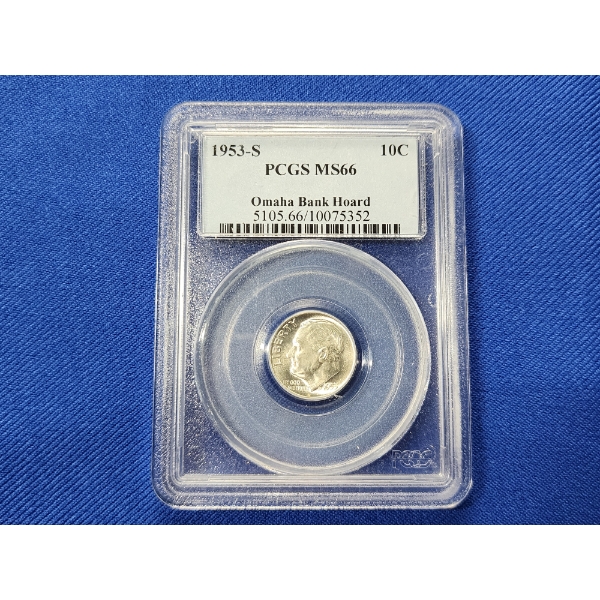 PCGS MS 66 1953-S Omaha Bank Hoard Silver Roosevelt Dime