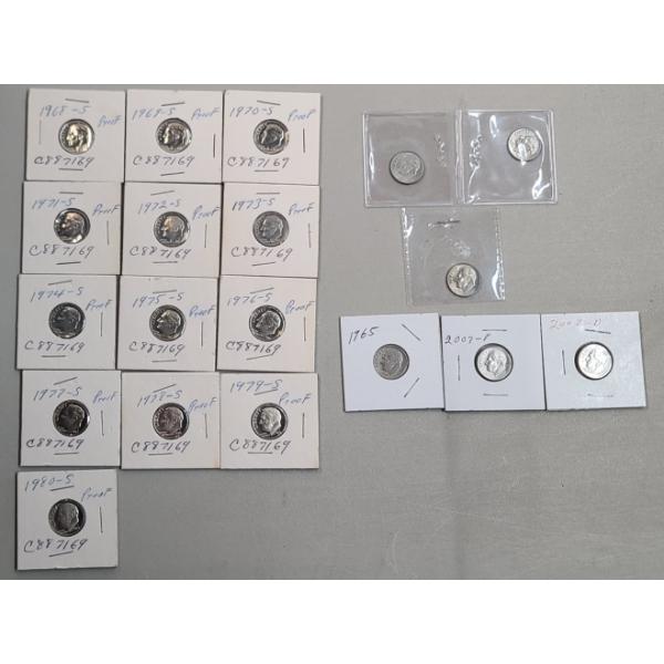 Assorted Years/Mint Marks United States Roosevelt Dimes Including Proof Dimes - Face Value: $1.90