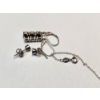 Image 6 : Sterling Silver: 3-Stone Necklace, 3-Stone Dangle Earrings, Stud Earrings Total Weight: 5.2g