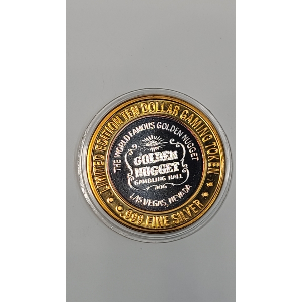Golden Nugget Las, Vegas Nevada Limited Edition $10 Gaming Token With .999 Fine Silver Center 