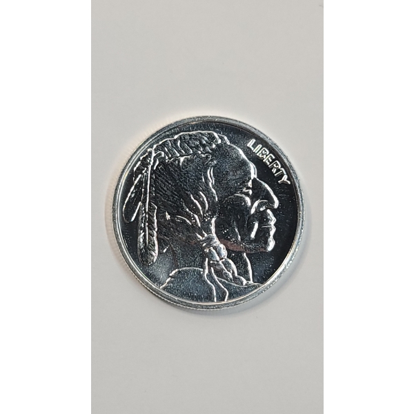 One Troy Ounce .999 Fine Silver Indian Head Buffalo Round - Mint Condition