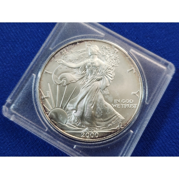2000 Silver American Eagle - 1 Ounce .999 Fine Silver - In Coin Holder 