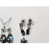 Image 2 : Three Pairs of Sterling Silver Earrings: Dangle and Stud, Various Gemstones - TW: 6.0g