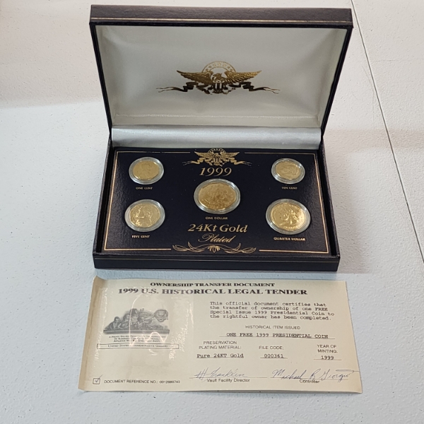 1999 24k Gold-Plated U.S. Mint 5-Coin Set 