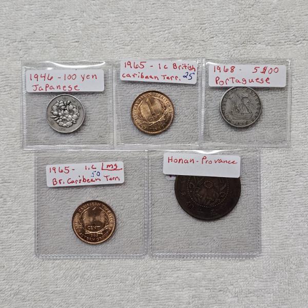 AWESOME!!! Collection of Five Vintage World Coins