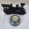 Image 1 : Nice Heavy Duty Cast Iron Railroad or Train Bookend With Vintage Music Box From Sears!
