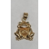 Image 1 : 14K Yellow Gold Textured Sitting Frog Charm Pendant - Weight: 2.0g