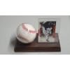 Image 1 : Warren Spaugh Autographed Rawlings Baseball & 2002 Fleer Skybox Baseball Card In Display Stand