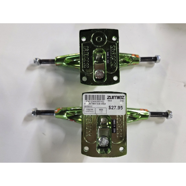 Amazing Green Chrome Look Gorgeous Bright Graphics TMNT Krux Skateboard Trucks Set Size 8.0 - 