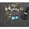Image 1 : Nice Assortment of Sterling Silver Earrings: Stud, Hoop, Dangle & One Ring - Total Weight: 43.3g