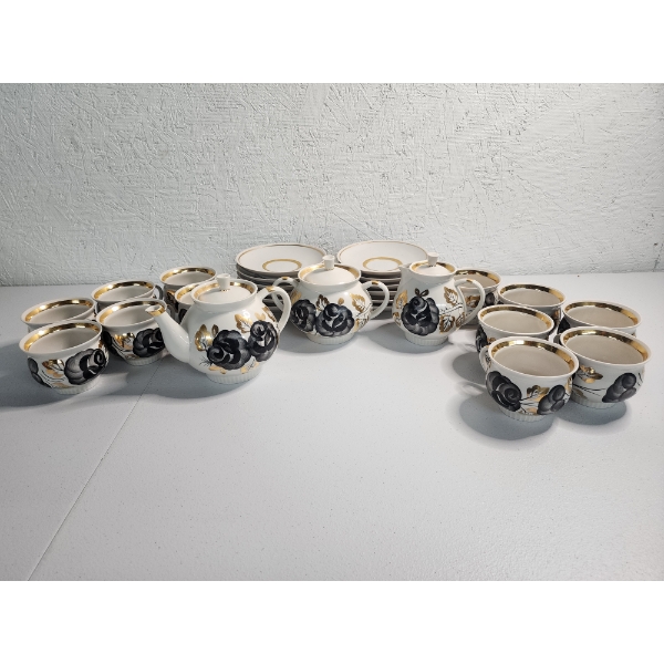 Vintage Russian Tea Set: 12 Sets and 3 Serving Pots