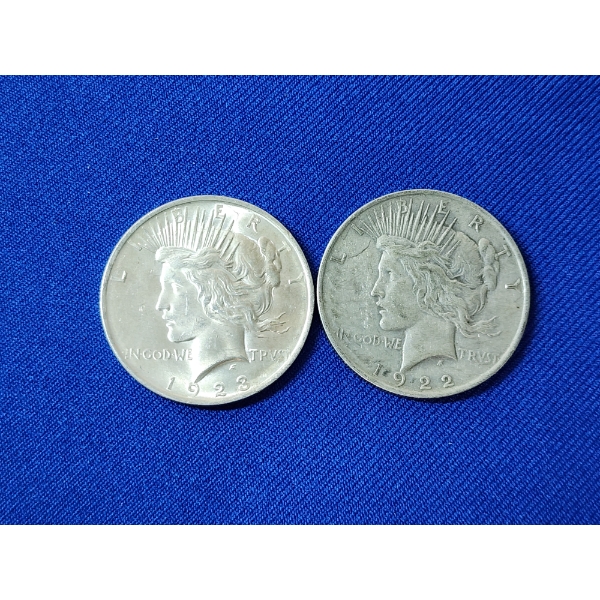 x2 Silver Peace Dollars - 1923 & 1922