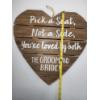 Image 4 : Wooden Heart Wedding Sign "Pick a Seat Not a Side" - Standing or Handing Sign 