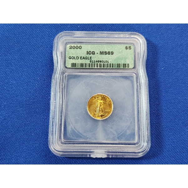 ICG MS 69 United States 2000 $5 Gold Eagle - 1/10th Ounce Fine Gold - Incredible Coin! 