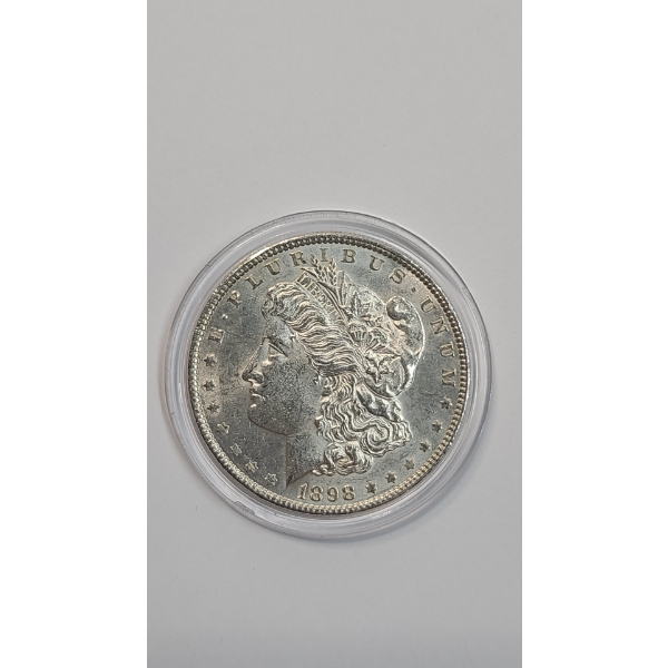 United States 1898-P Morgan 90% Silver Dollar In Coin Capsule