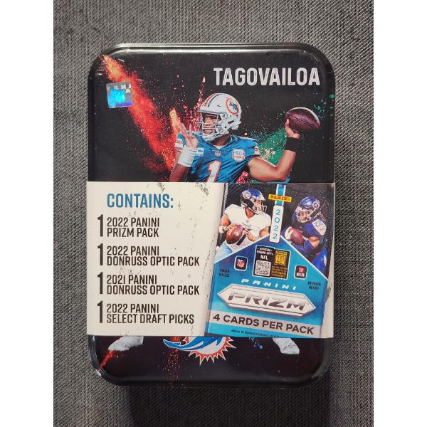 2022 Panini Prizm Tua Tagovailoa NFL Collector's Tin Ft. Four Sealed Packs of Football Cards in Tin