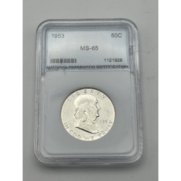NNC MS-65 1953 Franklin Silver Half Dollar