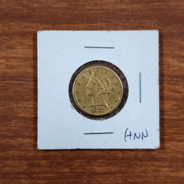 Nice United States 1887-S Liberty Head $5 Gold Coin ~ AGW: 0.2419oz  ~ San Francisco Mint Gold Coin!