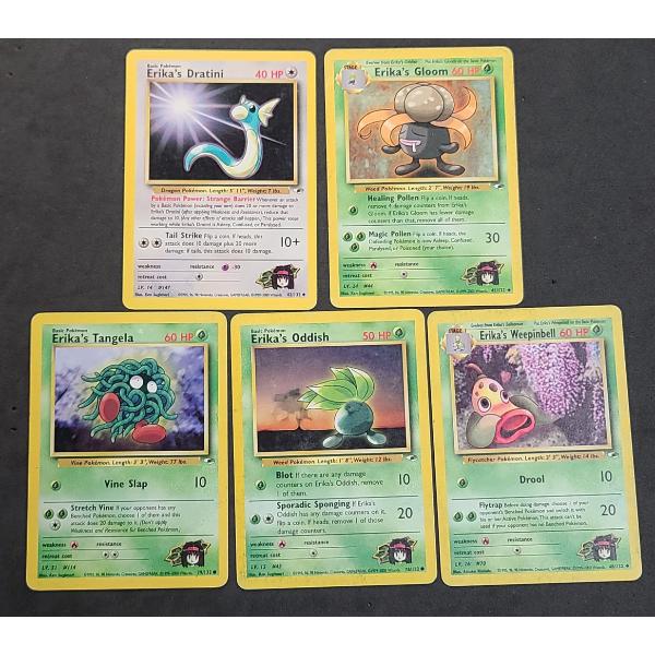 (6) Vintage Pokémon TCG Cards Featuring Gym Leader Erika's Pokémon From The Gym Heroes Set