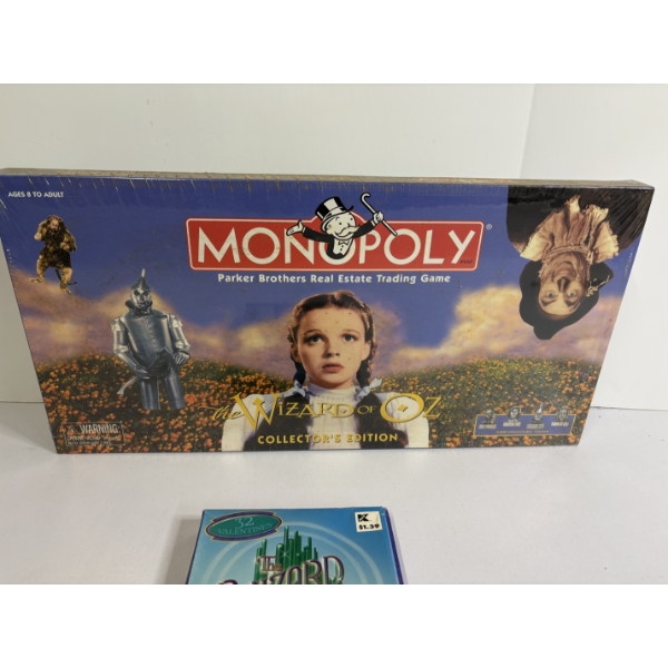 Brand New Sealed in Package "Wizard of Oz" Monopoly Game - "Wizard of Oz" Valentines - Never Opened