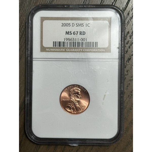 NGC MS67 RD 2005-D SMS Lincoln Penny