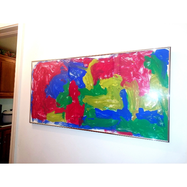 Framed Plexiglass - Acrylic painting Modern Colors Very Decorative 36" by 18"
