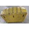 Image 4 : Very Pretty Vintage 20''x26''x36'' Yellow Painted Trunk On Wheels 