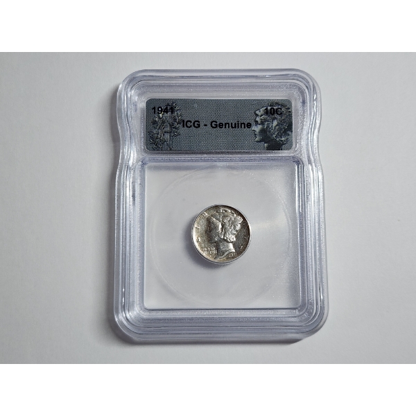 1941 Silver Mercury Dime ICG Genuine