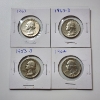 Image 1 : Four Assorted Years United States 90% Silver Washington Quarters - Face Value: $1.00