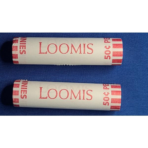 Two Sealed Loomis Bank Rolls of Uncirculated 2025 Pennies - The Final Year of Production! $1.00 Face