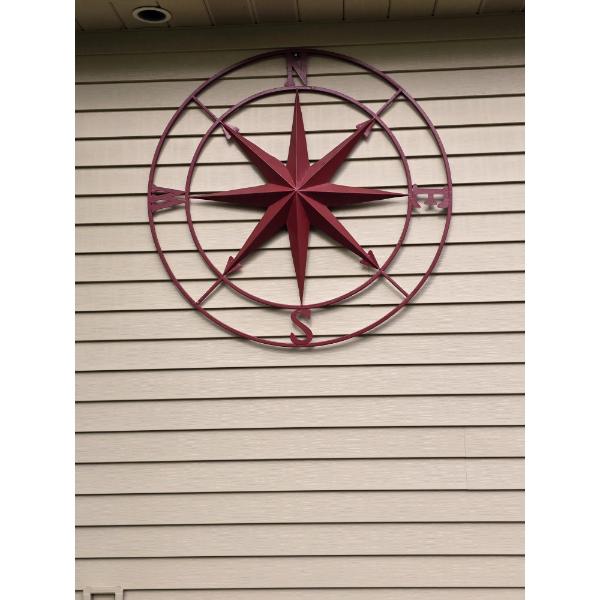 43" Red Metal Outdoor Compass