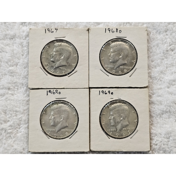 Assortment of US Treasury Half-Dollar Coins from The Late 60's - AFV $2