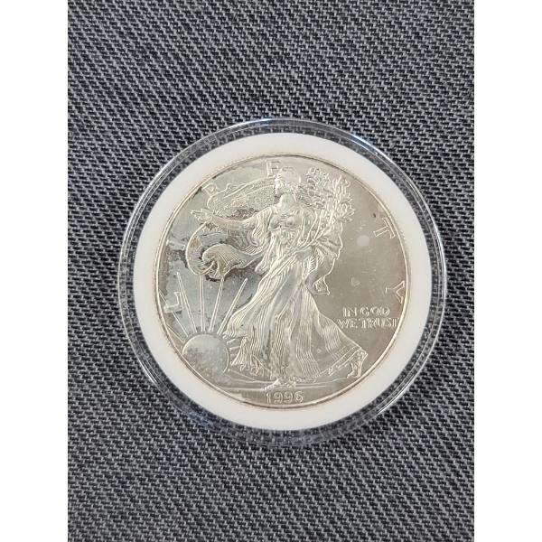 RARE KEY DATE 1996 American Eagle 1 Oz Silver Round - In Plastic Protector!