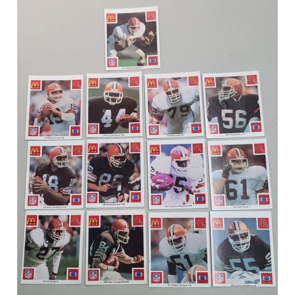 (13) 1986 McDonald's Play & Win NFL Cleveland Browns Football Trading Cards