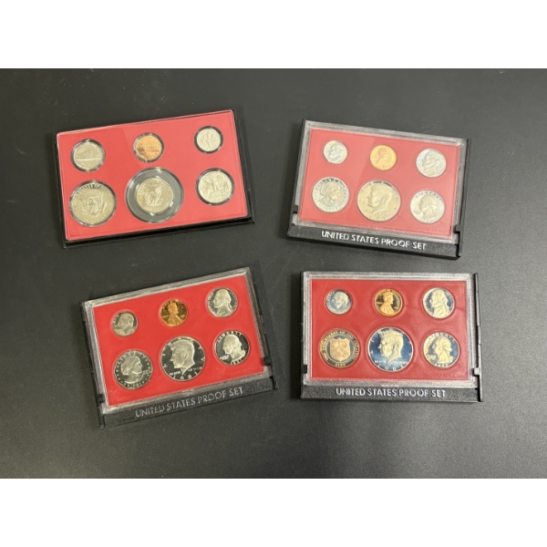 1979, 1980, 1981 & 1982 U.S. Proof Sets - FV $ 6.82 with Commemorative 1789 Dept of Treasury Token