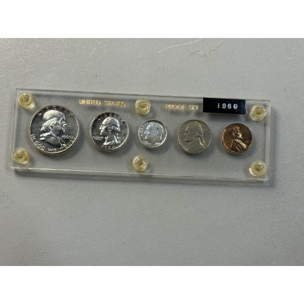 90% Silver - 1960 U.S. Proof Set - Half Dollar - Quarter - Dime - Nickel - Penny - FV $0.91